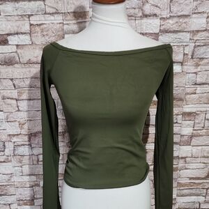 Lizette Collection  Olive Green Off-Shoulder Push Up Top Brand New
